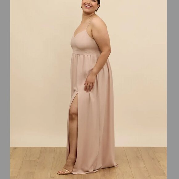 Park & Fifth Sz XL Valdes Dress Maxi Gown Taupe Dusty‎ Blush Bridesmaid Formal - Picture 1 of 11